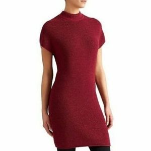 Athleta Maroon Ribbed Knit Mini Dress